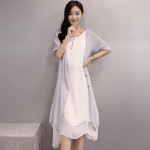 YuooMuoo 2017 New 2 Piece Set Women Summer Dress Casual Asymmetrical Korean Dress Women Clothing Long Vintage Linen Dress