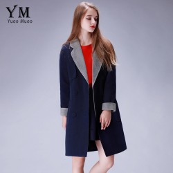 YuooMuoo Brand Design Wool Coat Women British Style Long Winter Coat 2 Piece Set Women Jacket European Fashion Cashmere Coat