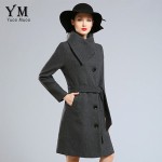 YuooMuoo Brand Fashion Plus Size Winter Coat Women Long Wool Coats High Quality Black Woolen Jacket Poncho Autumn Cashmere Coat