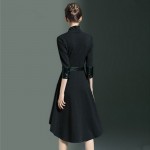 YuooMuoo Casual Party Autumn Dress Ladies High Quality Knee-Length Patchwork Female Vintage Elegant Dot Fashion Dresses