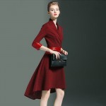 YuooMuoo Casual Party Autumn Dress Ladies High Quality Knee-Length Patchwork Female Vintage Elegant Dot Fashion Dresses