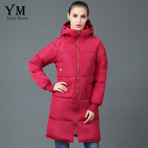 YuooMuoo European Style Loose Women Long Winter Jacket Pockets Design Warm Plus Size Cotton Down Jacket Parka Casual Women Coat