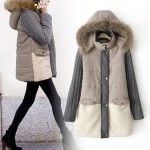 YuooMuoo High Quality Natural Fur Collar Winter Coat Women Warm Parkas Wool Patchwork Jacket Plus Size Parkas for Women Winter