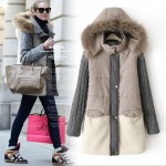 YuooMuoo High Quality Natural Fur Collar Winter Coat Women Warm Parkas Wool Patchwork Jacket Plus Size Parkas for Women Winter