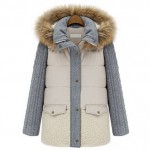 YuooMuoo High Quality Natural Fur Collar Winter Coat Women Warm Parkas Wool Patchwork Jacket Plus Size Parkas for Women Winter