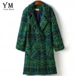 YuooMuoo High Quality Wool Coat Women Slim Medium-long Tweed Jacket Fashion Female Outwear Green Coat Brand Women Jacket