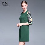 YuooMuoo New Casual Plus Size Women Straight Green Dress Female Fashion Spring Autumn Dress Brand Fashion Ladies Dresses
