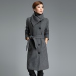 YuooMuoo New Long Jackets Women Grey Wool Coat High Quality Plus Size Poncho Fashion Women's Cashmere Coat with Belt Female Coat