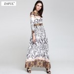 ZAFUL 2018 Vintage Boho Dress Women Elegant Abstract Print O Neck Long Sleeve Spring Autumn Dress Long Maxi Dress Vestidos