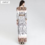 ZAFUL 2018 Vintage Boho Dress Women Elegant Abstract Print O Neck Long Sleeve Spring Autumn Dress Long Maxi Dress Vestidos