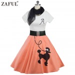 ZAFUL 5 color Women Vintage Dress Animal Print Retro robe 50s Short Sleeves Belts elegant Feminino Rockabilly Dresses Vestidos