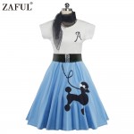 ZAFUL 5 color Women Vintage Dress Animal Print Retro robe 50s Short Sleeves Belts elegant Feminino Rockabilly Dresses Vestidos