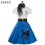 ZAFUL 5 color Women Vintage Dress Animal Print Retro robe 50s Short Sleeves Belts elegant Feminino Rockabilly Dresses Vestidos