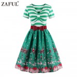 ZAFUL Brand Elegant Women Floral 50s Vintage Dress Belts Retro Plus Size S~4XL Chic Feminino Vestidos Cotton A Line Party Dress