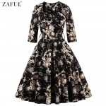 ZAFUL Brand New Women Floral Vintage Dress Plus Size S~4XL Retro Swing Party Feminino Vestidos A-Line Rockabilly 60s Dresses