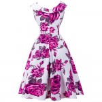 ZAFUL Brand Women Vintage Dress Pink Floral Big Size S~2XL 60s Swing Feminino Vestidos O Neck Sleeveless Party Rockabilly Dress