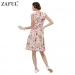 ZAFUL Brand summer Dress Audrey hepbum 50s Vintage Floral Print robe Retro Rockabilly Elegant Party Dress Feminino Vestidos