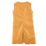 ZAFUL Fashion Orange Long Vest Woman Sleeveless Lapel Collar Pocket Open Stitch Casual Winter Plus Size Long Waistcoat Vest