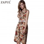 ZAFUL Floral Print Vintage Midi Dress Women Sleeveless Party Dresses Plus Size Summer Retro Dress Feminino Rockabilly Vestidos