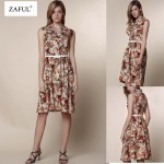 ZAFUL Floral Print Vintage Midi Dress Women Sleeveless Party Dresses Plus Size Summer Retro Dress Feminino Rockabilly Vestidos