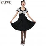 ZAFUL New Plus size Summer Women black polk dot vintage Dress Audrey hepbum 1950s robe Party Retro Dress Feminino Vestidos