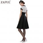 ZAFUL New Plus size Summer Women black polk dot vintage Dress Audrey hepbum 1950s robe Party Retro Dress Feminino Vestidos