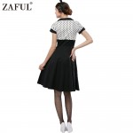 ZAFUL New Plus size Summer Women black polk dot vintage Dress Audrey hepbum 1950s robe Party Retro Dress Feminino Vestidos