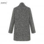ZAFUL New Plus size elegant women winter wool coats plus size grey warm cotton trench laides velvet thick jacket long overcoat