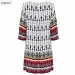 ZAFUL New Spring Women ethnic Dress Print tassel Long Sleeve vintage dress V-neck mini Loose Casual Dress Feminino Vestidos