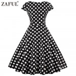 ZAFUL New Women Vintage Dress black polk Dot Retro 50s Hepburn Short Sleeve Ball Gown plus size Party dresses feminino Vestidos 