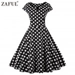 ZAFUL New Women Vintage Dress black polk Dot Retro 50s Hepburn Short Sleeve Ball Gown plus size Party dresses feminino Vestidos 