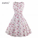 ZAFUL Plus Size 4XL Women Summer Vintage Dress Elegance Pattern Floral Print Retro Dress Sleeveless Sundress Party Vestidos 2018