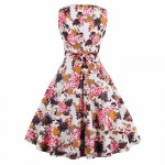 ZAFUL Plus Size 4XL Women Summer Vintage Dress Elegance Pattern Floral Print Retro Dress Sleeveless Sundress Party Vestidos 2018