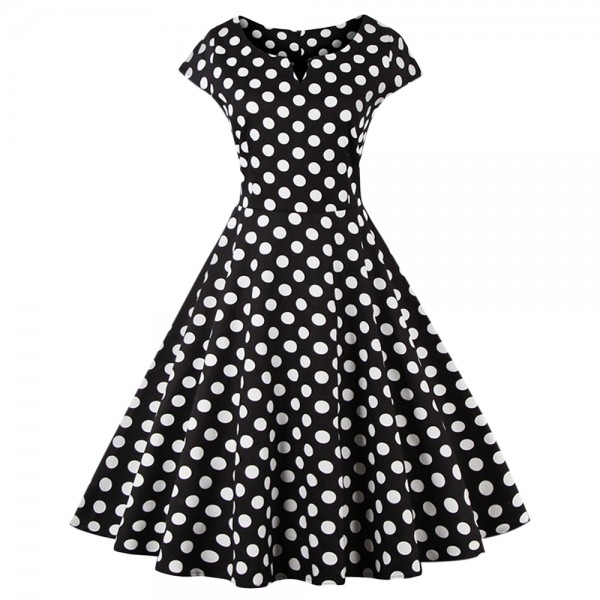 ZAFUL Plus Size S-4XL Women Retro Dress 50s 60s Vintage Rockabilly Swing feminino vestidos V Neck Dot Polka Women Party Dress cb