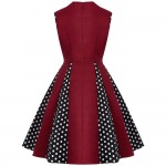 ZAFUL Plus Size S~4XL Brand New Women Sleeveless High Waist Turn Down Collar Vintage Dress Polka Dot Print Feminino Vestidos