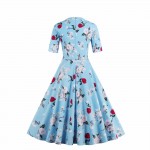 ZAFUL Spring Women Plus Size 4XL Cotton Stretchy Floral Print Vintage Retro Dress Square Collar Swing Elegant Feminino Vestidos