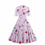 ZAFUL Spring Women Plus Size 4XL Cotton Stretchy Floral Print Vintage Retro Dress Square Collar Swing Elegant Feminino Vestidos