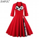 ZAFUL UK Women plus size clothing Audrey hepburn 50s Vintage elegant V neck robe feminino Ball Gown Party Retro Dress Vestidos