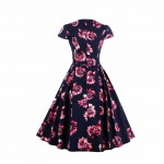 ZAFUL Women Plus Size S~4XL Cotton Stretchy Vintage Floral Dress 60s AudreyRetro Rockabilly Swing Elegant Feminino Vestidos 