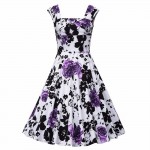 ZAFUL Women Rose Floral Vintage Dress 50s Audrey hepburn Rockabilly Ball gown Plus sizes S~4XL Party Swing Feminino Vestidos 