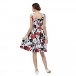 ZAFUL Women Rose Floral Vintage Dress 50s Audrey hepburn Rockabilly Ball gown Plus sizes S~4XL Party Swing Feminino Vestidos 