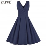 ZAFUL Women Sleeveless Vintage Summer Dress 50s 60s Swing Retro Swing Plus Size M~4XL Cotton Party bowknots Feminino Vestidos 