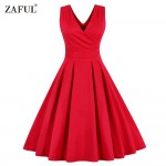 ZAFUL Women Sleeveless Vintage Summer Dress 50s 60s Swing Retro Swing Plus Size M~4XL Cotton Party bowknots Feminino Vestidos 
