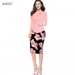 ZAFUL Womens 2018 New Print Floral Solid Patchwork Button Casual Work Sleeveless Bodycon Summer office Dress Vestidos