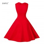 ZAFUL plus size Women Dress Vintage robe Summer feminino Rockabilly Retro Sleeveless Red Dot Swing Party Short Dresses Vestidos