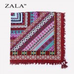 ZALA Fashion Women Big Square Printing Tassels Autumn Winter Retro Scarf Cotton india floural Headband Wraps Foulard Femme 110cm