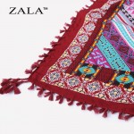 ZALA Fashion Women Big Square Printing Tassels Autumn Winter Retro Scarf Cotton india floural Headband Wraps Foulard Femme 110cm