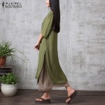 ZANZEA Fashion Cotton Linen Vintage Dress 2017 Summer Autumn Women Casual Loose Boho Long Maxi Dresses Vestidos Plus Size