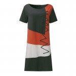 ZANZEA New Elegant Women Ladies Midi Dress 2017 Short Sleeve Round Collar Pockets Splice Color Casual Loose Calf Length Vestidos