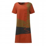 ZANZEA New Elegant Women Ladies Midi Dress 2017 Short Sleeve Round Collar Pockets Splice Color Casual Loose Calf Length Vestidos